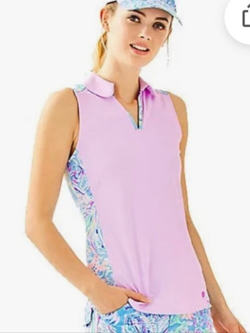 LILLY PULITZER  Reesa Luxletic Purple Sleeveless Golf Tennis Top | SZ L
